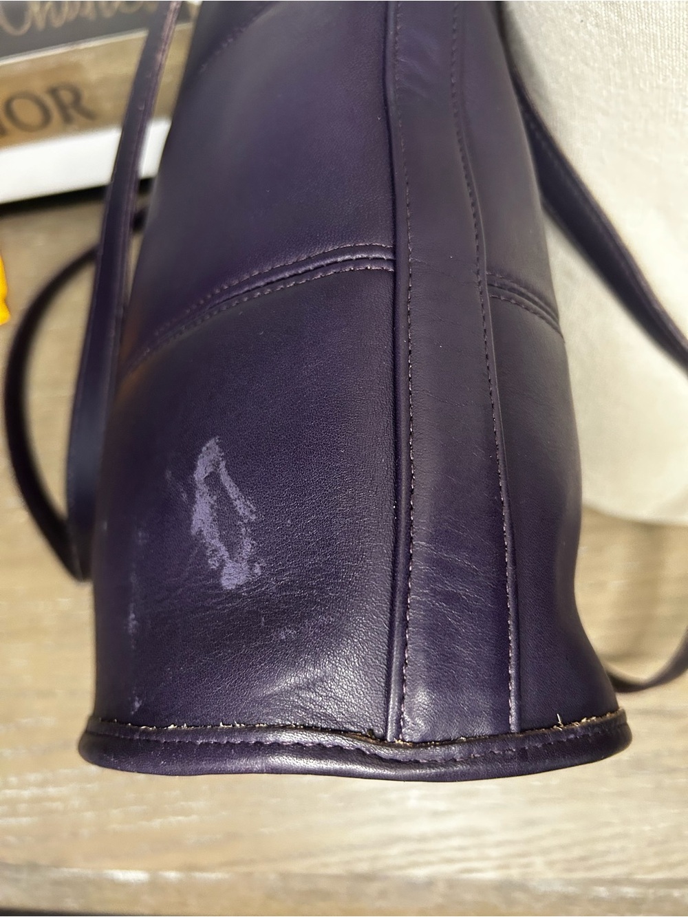 COACH Vintage Tribeca Purple Glove-Tanned Leather Bleeker Bucket Shoulder Bag - Picture 10 of 13